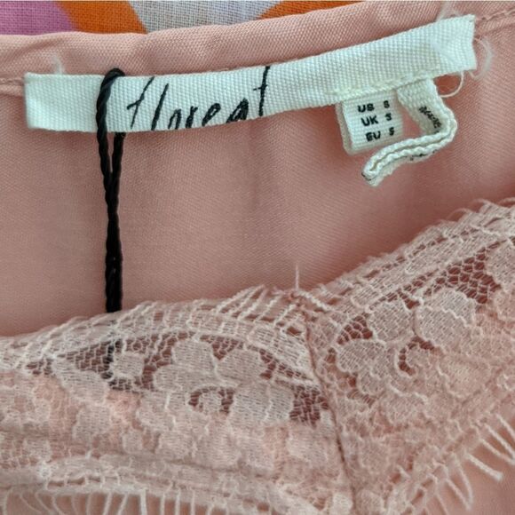 Anthropologie FLOREAT Blush Pink Laced Camisole Tank Top S - Picture 3 of 6